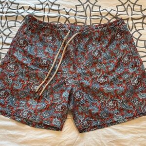 Rare Fair Harbor Paisley Print Beach Vacation Summer Lined Swim Trunks Size XXL